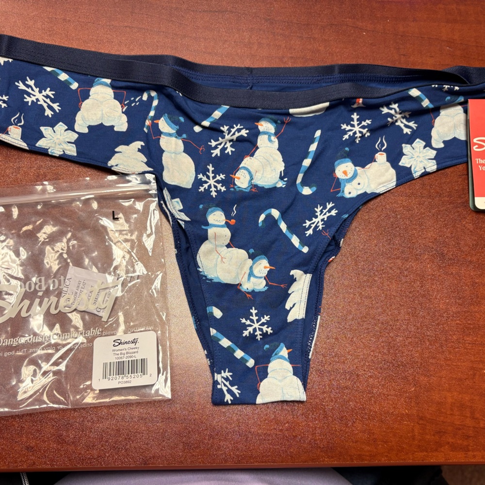 Saxx Blue Snowman Print Thong